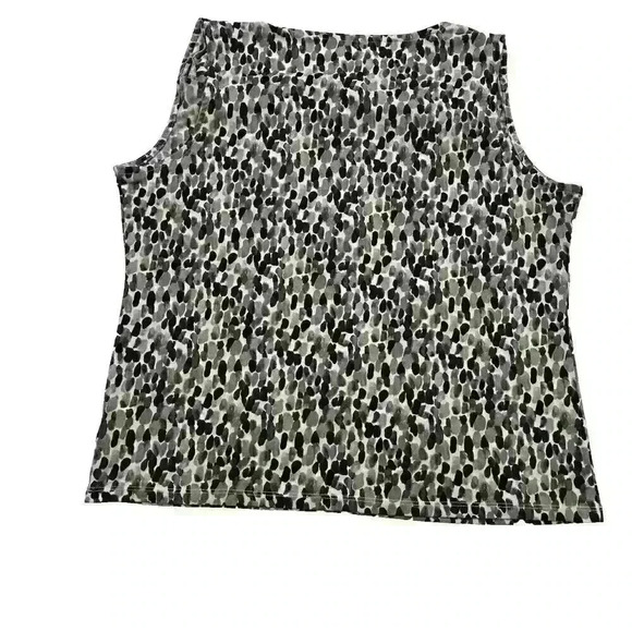 Charter Club Womens XL Black Brown Gray Sleeveless Blouse Draped Front Geometric - Picture 9 of 11